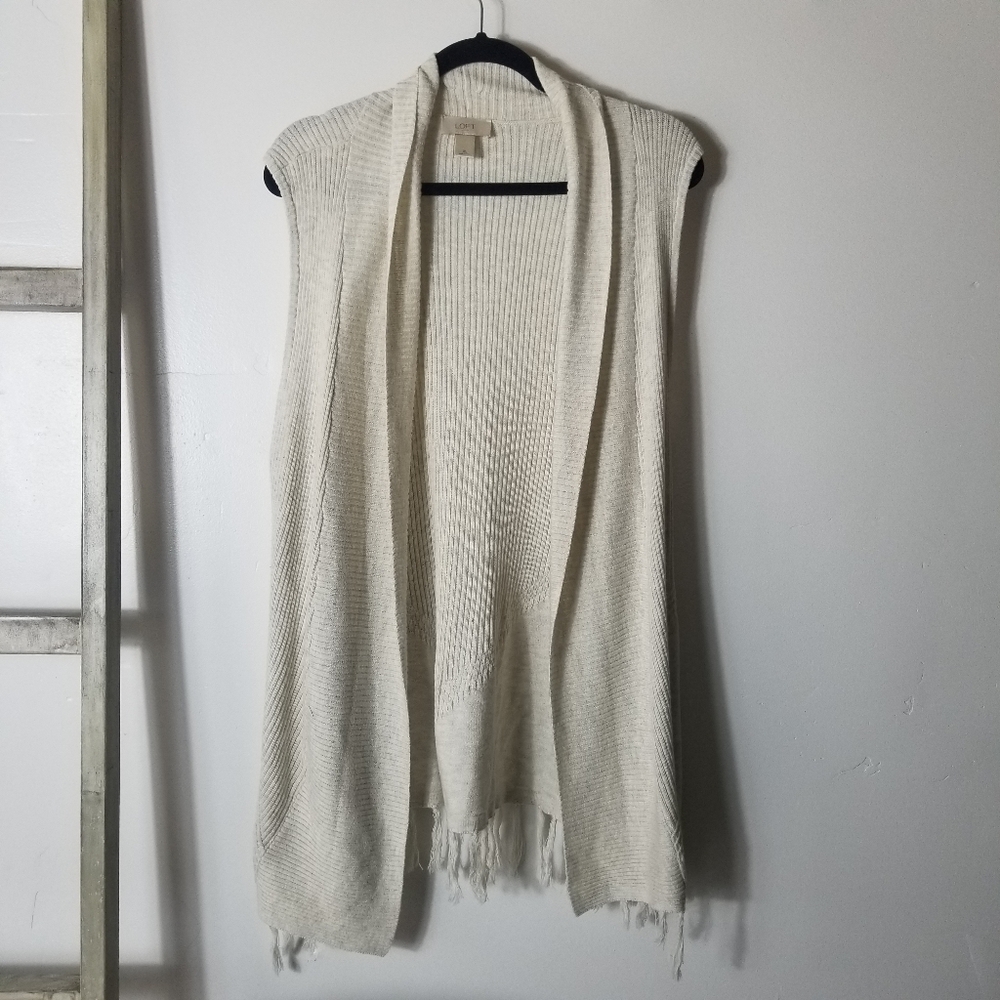 LOFT Cream Open-Front Cardigan